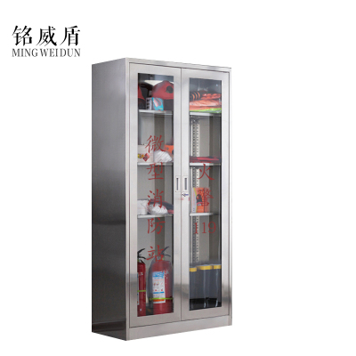 铭威盾304不锈钢消防装备柜室外用微型消防柜消防站消防器材应急器材柜304双门1800*900*400