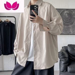 七斓长袖衬衫男港风日系宽松外穿衬衣潮ins百搭痞帅寸衫外套上衣
