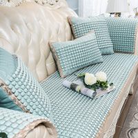 夏季陶瓷凉垫 客厅沙发凉席垫夏天款防滑欧式全包萬能套罩坐垫子 布艺+晶彩果绿色 80*80