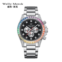 welly merck威利默克手表男新款自动机械表品牌正品防水时尚男表多功能运动镂空腕表WM115M