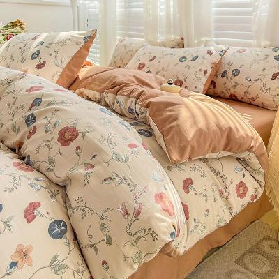 天山柔 1.5m/1.8m/2.0m床单款 双层纱棉麻水洗棉 四件套 (计价单位:套)