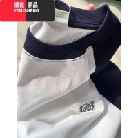 YIBUSHENG国潮牌短袖t恤女2024宽松拼色设计感小众复古美式半袖上衣