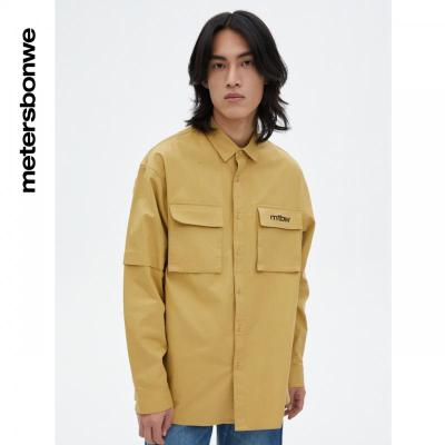 [1件5折价:129.5]美特斯邦威男双袋工装衬衫