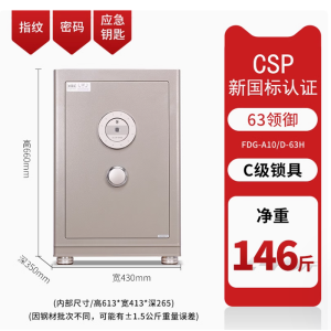 驰球保险柜家用领御63钛金灰色新国标GA认证C级锁保险箱家用防盗防撬全钢箱体指纹密码放衣柜暗格床头实用
