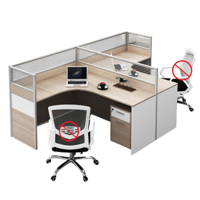 汉诺鑫威职员屏风办公桌椅组合办公室财务桌隔断员工桌椅组合T型两人位含柜(不含椅)