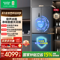 容声方糖515升主动净味双系统法式多门四开门超薄嵌入式电冰箱一级能效灰色冰箱 BCD-515P60FZMAD