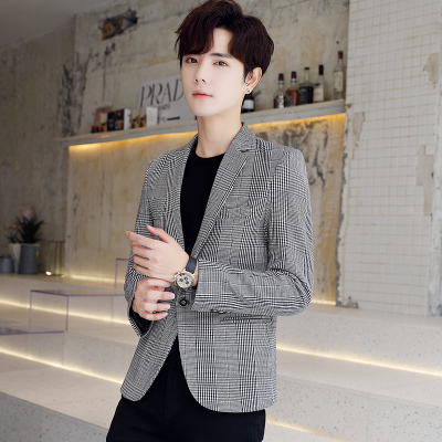 2019新款西服男休闲韩版帅气潮流修身小西装外套发型师薄款单上衣SKLG972