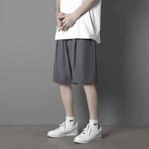 短裤男士夏季冰丝薄款外穿宽松型篮球裤子五分休闲运动裤