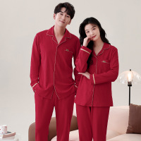 情侣睡衣春秋冬季棉质本命年喜庆结婚红色一男士一女士家居服套装