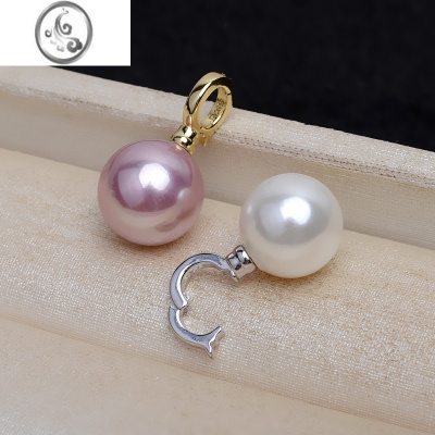 JiMis925银银贝壳珍珠可打开卡扣吊坠活口扣子项坠时尚百搭项链颈饰坠