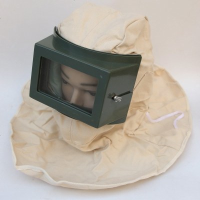 定制喷砂帽防尘面罩防护披肩帽白帆布打砂帽喷砂全面罩打磨油漆防尘帽