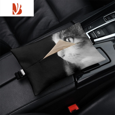 三维工匠北欧猫 车载纸巾盒抽纸盒车内挂式纸巾套扶手箱遮阳板通用奔驰 车载抽纸-北欧猫3