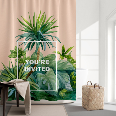 卫生间浴帘沐浴帘子浴室防水布套装免打孔伸缩杆厕所淋浴隔断拉帘