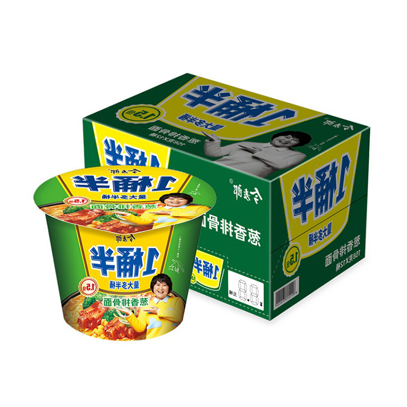 今麦郎一桶半方便面整箱葱香排骨面12大桶装速食桶面