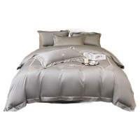 天山柔 200*230cm 长绒棉格里斯绣花 四件套 (计价单位:套) 浅灰色
