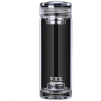 水宜生玻璃杯500ml弱碱抑菌双层大容量水晶泡茶杯G516