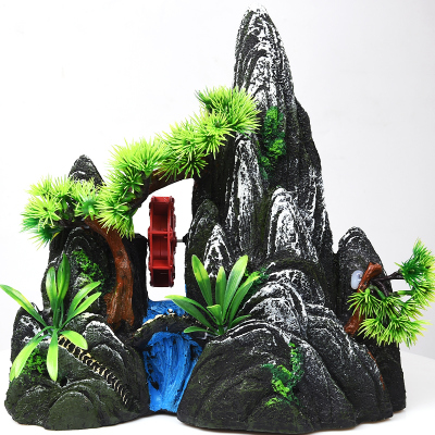 鱼缸假山造景水族箱摆件创意仿植物小桥底沙石头假桥装饰沉木