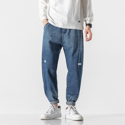 蒙洛里克2020秋季新款男士牛仔九分裤港风潮流哈伦宽松休闲百搭痞帅直筒潮牌裤子22060