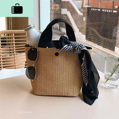 ins2020新款海边夏季沙滩包度假田园风编织包复古手提编包女NEW LAKE女士单肩包