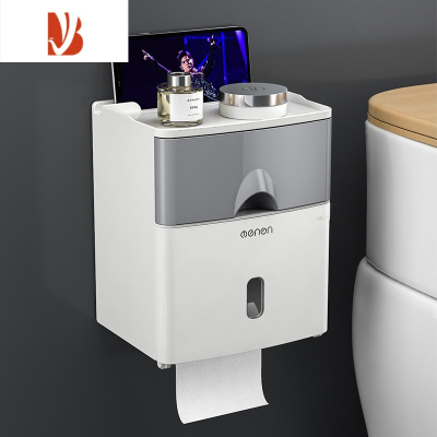 三维工匠马桶纸巾架厕纸架可爱抽纸盒创意卫生间洗手间厕所放纸架擦手纸盒 百搭灰