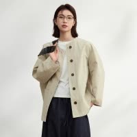 简约韩系全棉风衣外套女装2025新款廓形小个子中长款大衣春季外套