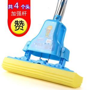 胶棉拖把海绵拖把吸水对折式家用免手洗卫生间加强杆不锈钢