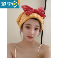 敬平干发帽吸水速干帽加厚2021新款可爱干发巾洗头发浴帽女包头巾 大蝴蝶公主帽[姜黄色]