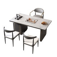 晋舰 岩板茶桌椅组合轻奢石板茶台烧水壶一体阳台茶几1.2桌+主椅+2客椅