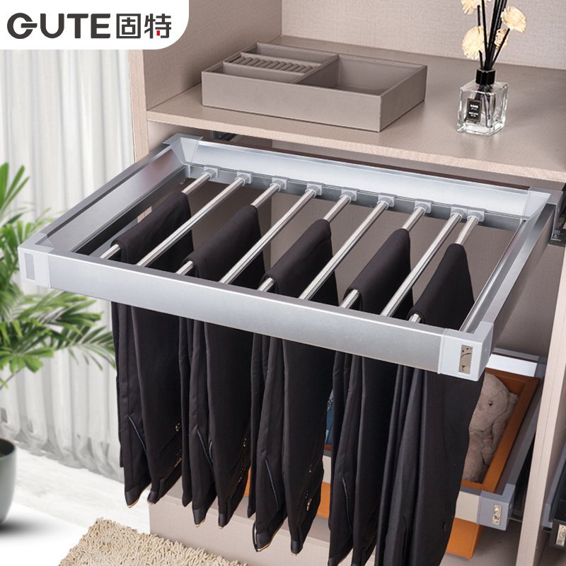 固特(gute) 可抽拉伸缩裤架侧装推拉柜裤架裤抽衣柜五金 含轨道