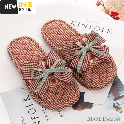 林先森2020新款棉布艺欧式奢华家用男女情侣春秋软底家居室内地板拖鞋拖鞋