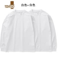 YANXU260长袖t恤男厚实宽松纯色白色卫衣日系圆领打底衫