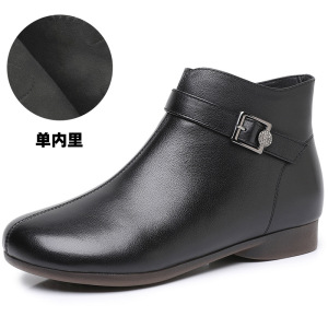 秋冬季新款马丁靴女保暖棉鞋女短靴休闲复古平底妈妈舒适女鞋