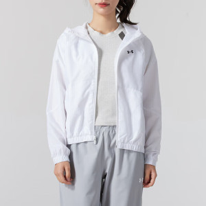 安德玛(Under Armour)外套女装新款运动服梭织连帽透气夹克上衣22500410-100 ZP