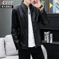 啄木鸟皮衣男2025新款春秋季修身帅气休闲立领机车服外套皮夹克K