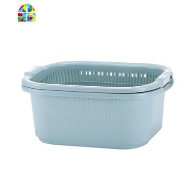 家用双层洗菜盆果篮塑料多功能简约水果盆厨房收纳篮菜篮 FENGHOU 北欧蓝洗菜篮洗菜篮