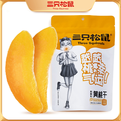 满300减210[三只松鼠 黄桃干106g]休闲零食果干蜜饯果脯