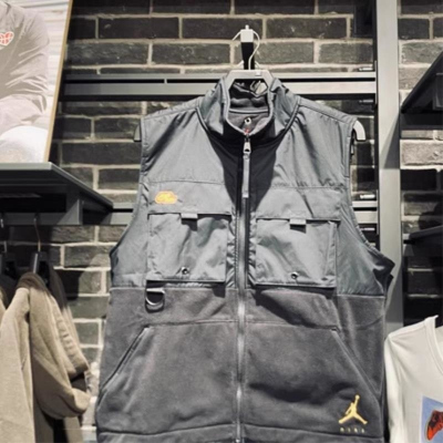 NIKE耐克背心JORDAN运动休闲加绒保暖立领男装马甲DC9662-010 D