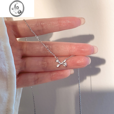 JiMi925银银蝴蝶结项链女轻奢小众设计高级感毛衣锁骨链夏季2023新款