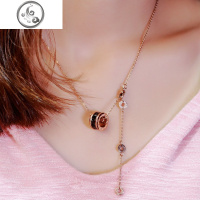 韩版时尚有气场 黑白网红项链男女情侣锁骨链冷淡风短款流苏配饰 JiMi