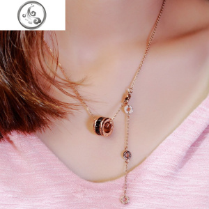 韩版时尚有气场 黑白网红项链男女情侣锁骨链冷淡风短款流苏配饰 JiMi