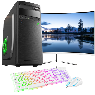 牛头(NiuTou）酷睿i3高性能处理器/4GB运行内存/128GB固态硬盘学生上网课家用办公商用游戏台式机组装电脑DIY组装机台式电脑电脑主机整机+24英寸电竞显示器