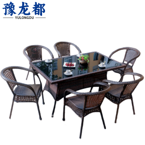 豫龙都休闲桌六椅套
