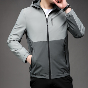 春秋休闲户外运动连帽夹克外套简约男士上衣外套防风运动时尚夹克