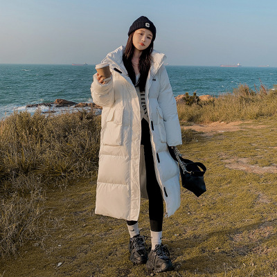 权小威 2022白色羽绒服女冬季长款过膝小个子宽松韩版保暖加厚外套潮