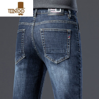 YANXU款高端牛仔裤男士宽松直筒合体弹力商务初秋季爸爸休闲长裤子