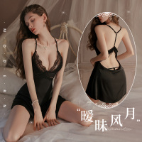 霏慕暧昧风月深V露沟睡裙吊带露背短裙性感情趣内衣午夜魅力床上衣服7804