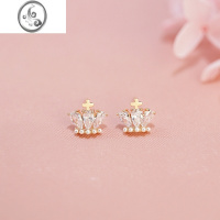 JiMi水晶皇冠耳钉女小巧精致2023年新款潮玫瑰金银银针小众设计感耳环