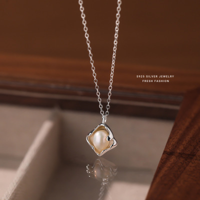 天然珍珠项链女s925纯银ins风设计感不规则百搭锁骨链小众首饰送女朋友老婆情人节七夕生日礼物
