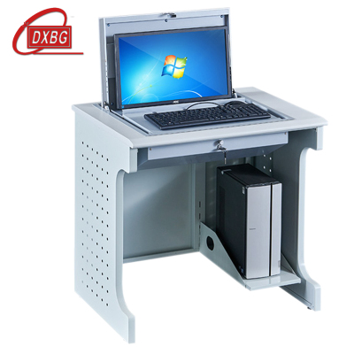 DXBG单人翻转电脑桌双人培训桌学校多媒体教室考试桌机房嵌入式学生桌011外置主机单人(不含显示屏)