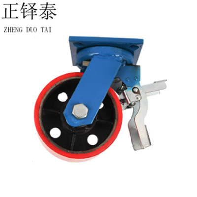 正铎泰 重型铁芯聚氨酯轮 刹车万向轮8寸200mm /个